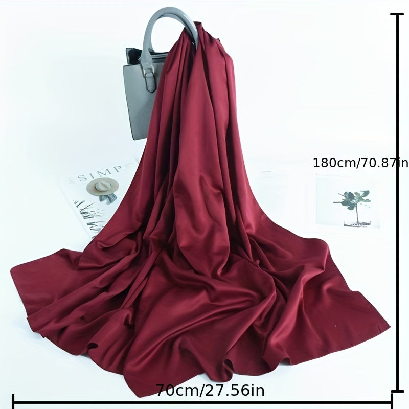 Pearlescent Satin Scarf Hijab Solid Shawl Classic Silk Head Wrap