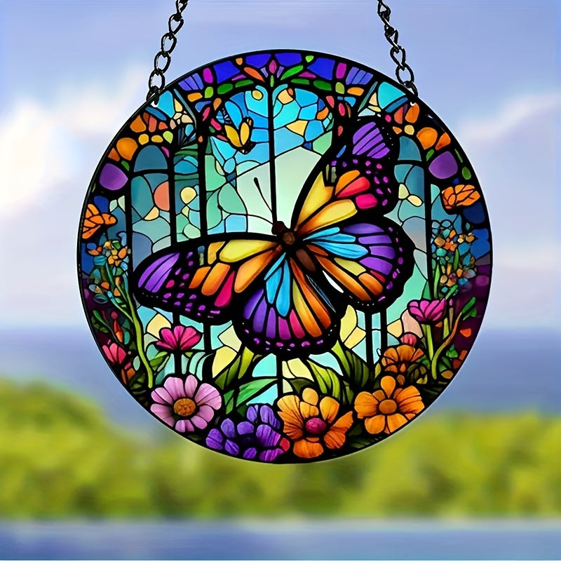 Plastic Butterfly Suncatcher Stained Glass Window Hanging