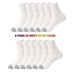6 Pairs Men's 100 Cotton Thick Sports Socks