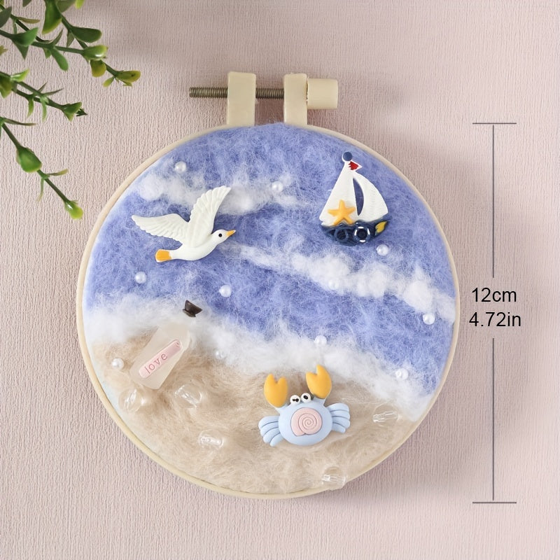 DIY Sea Frames Wool Felt Material Package with Embroidery Cloth Threads Needles