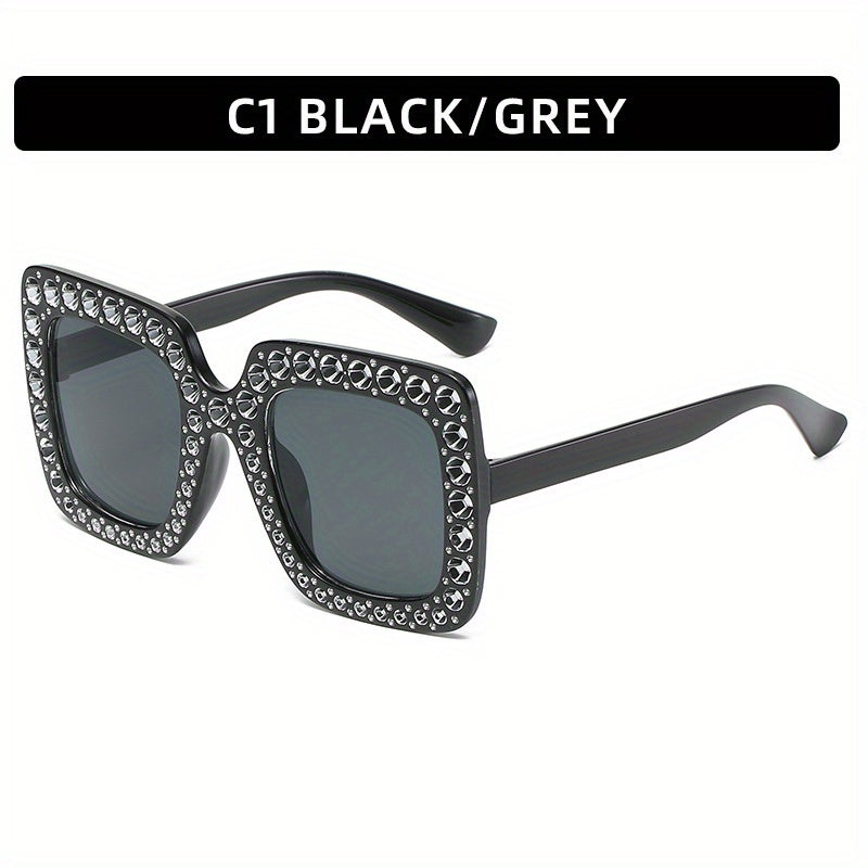 Rhinestone Sunglasses Women Square UV400 Sun Shades