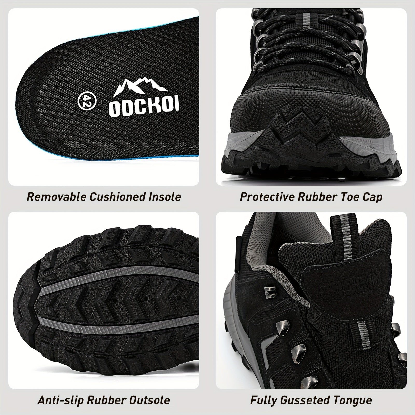 Men's Durable Hiking Boots Non Slip Lace Up Shoes For Outdoor Activities