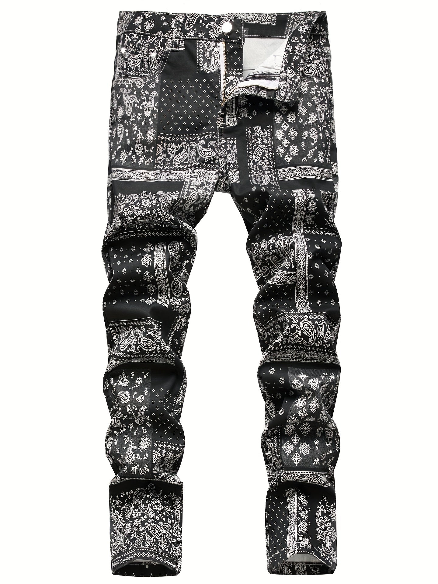 Boys 3D Print Jeans Skinny Slim Fit Denim Long Pants