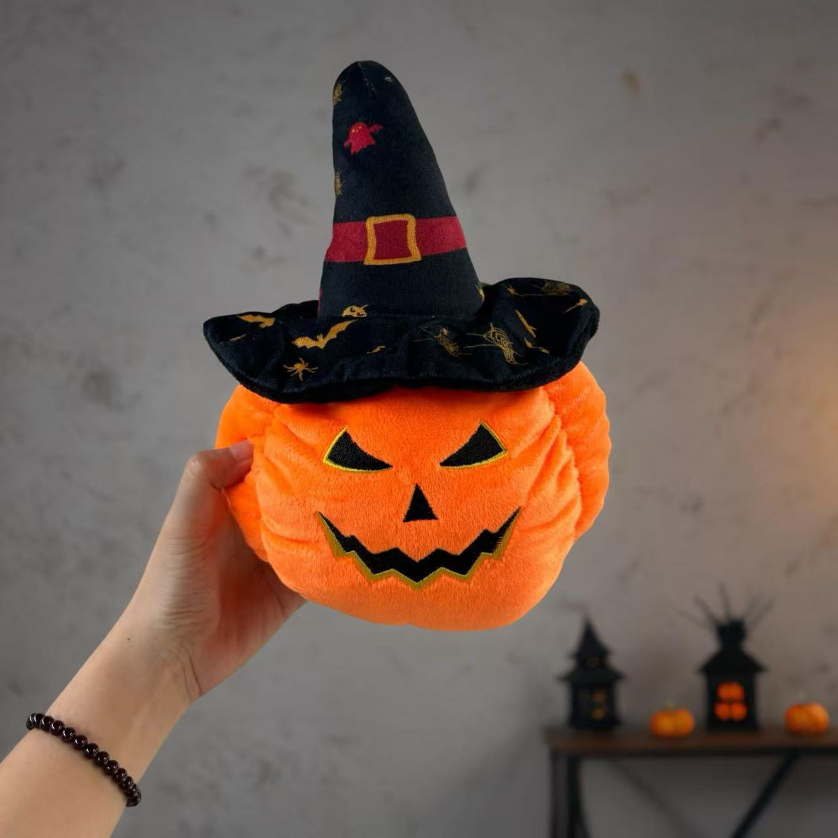 Halloween Witch Pumpkin Plush Doll Soft Stuffed Toy with Hat