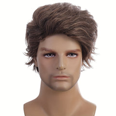 Men's Brown Short Curly Hair Wig for Daily Wear & Parties