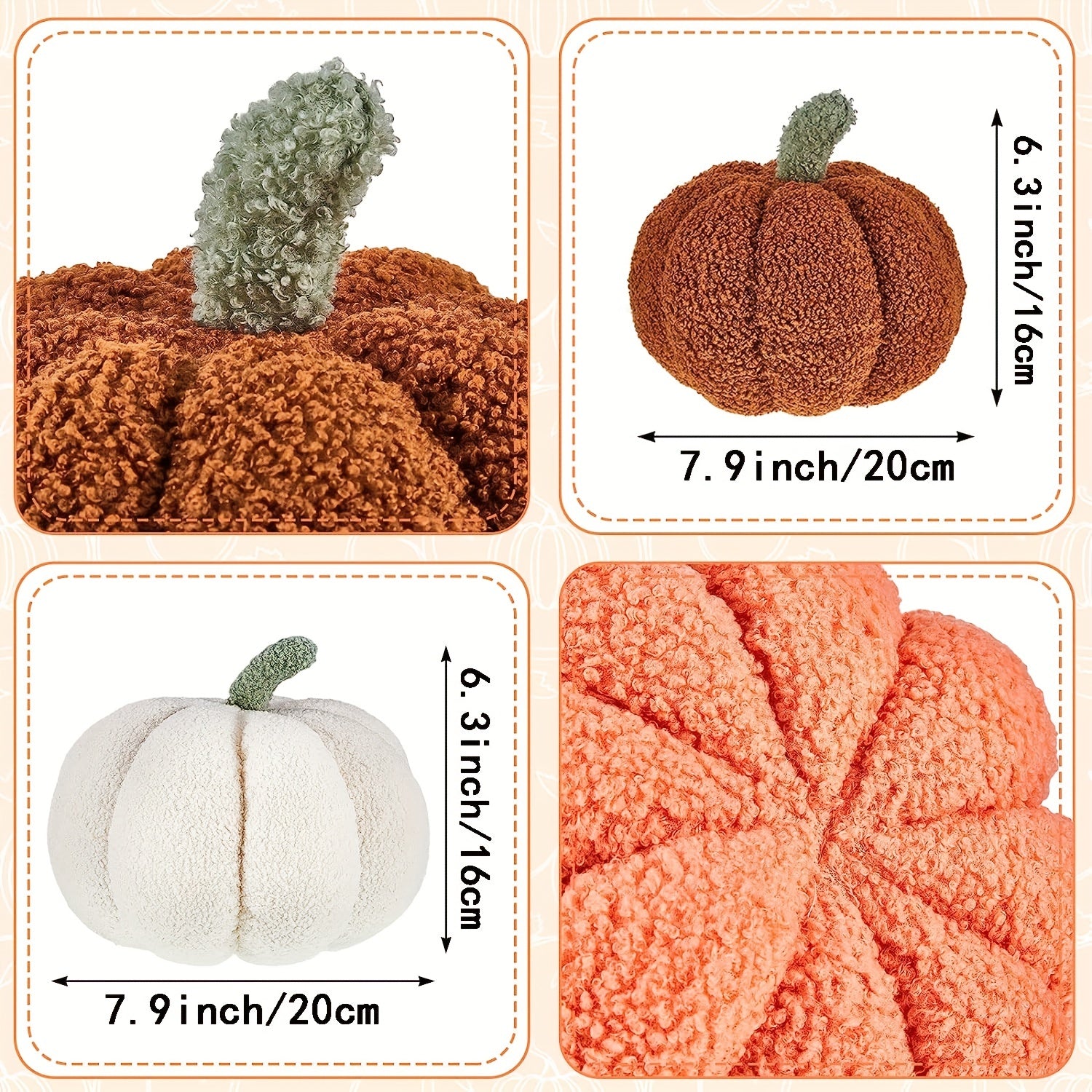 3D Pumpkin Shaped Plush Pillow for Halloween & Thanksgiving
