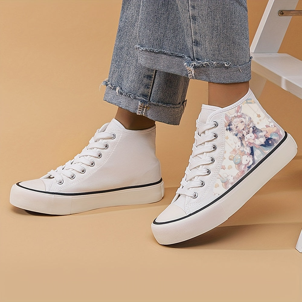 Anime Girl Pattern Lightweight High Top Breathable Canvas Sneakers