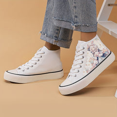 Anime Girl Pattern Lightweight High Top Breathable Canvas Sneakers