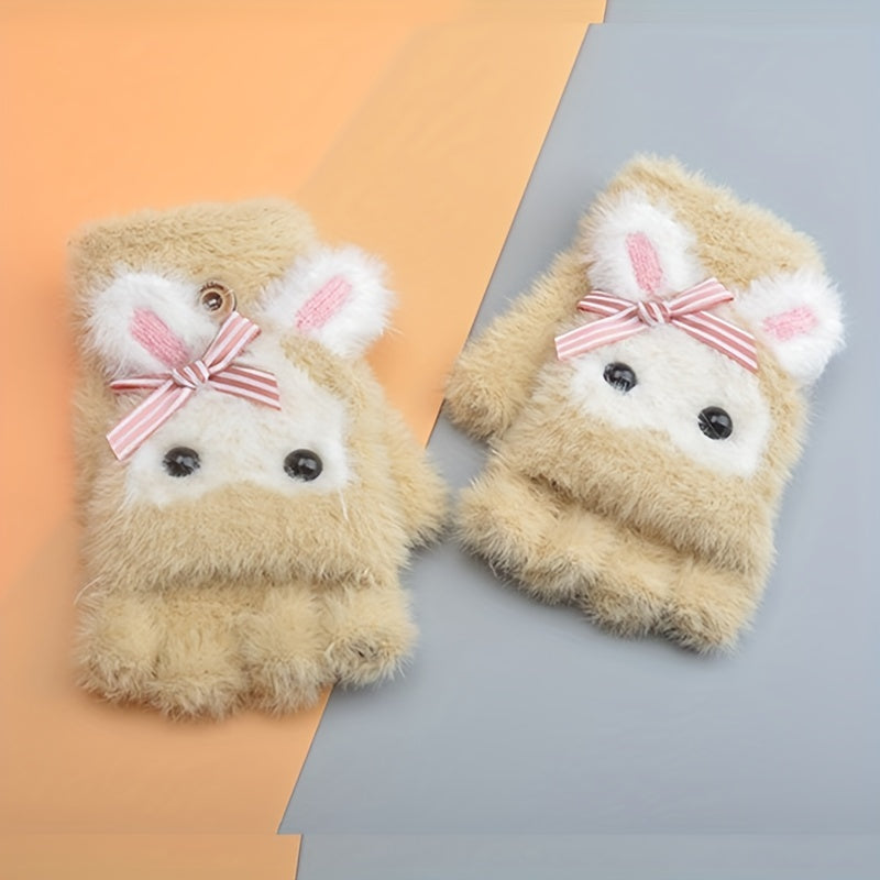 Kids Waterproof Half-finger Warm Gloves 6-15 Years