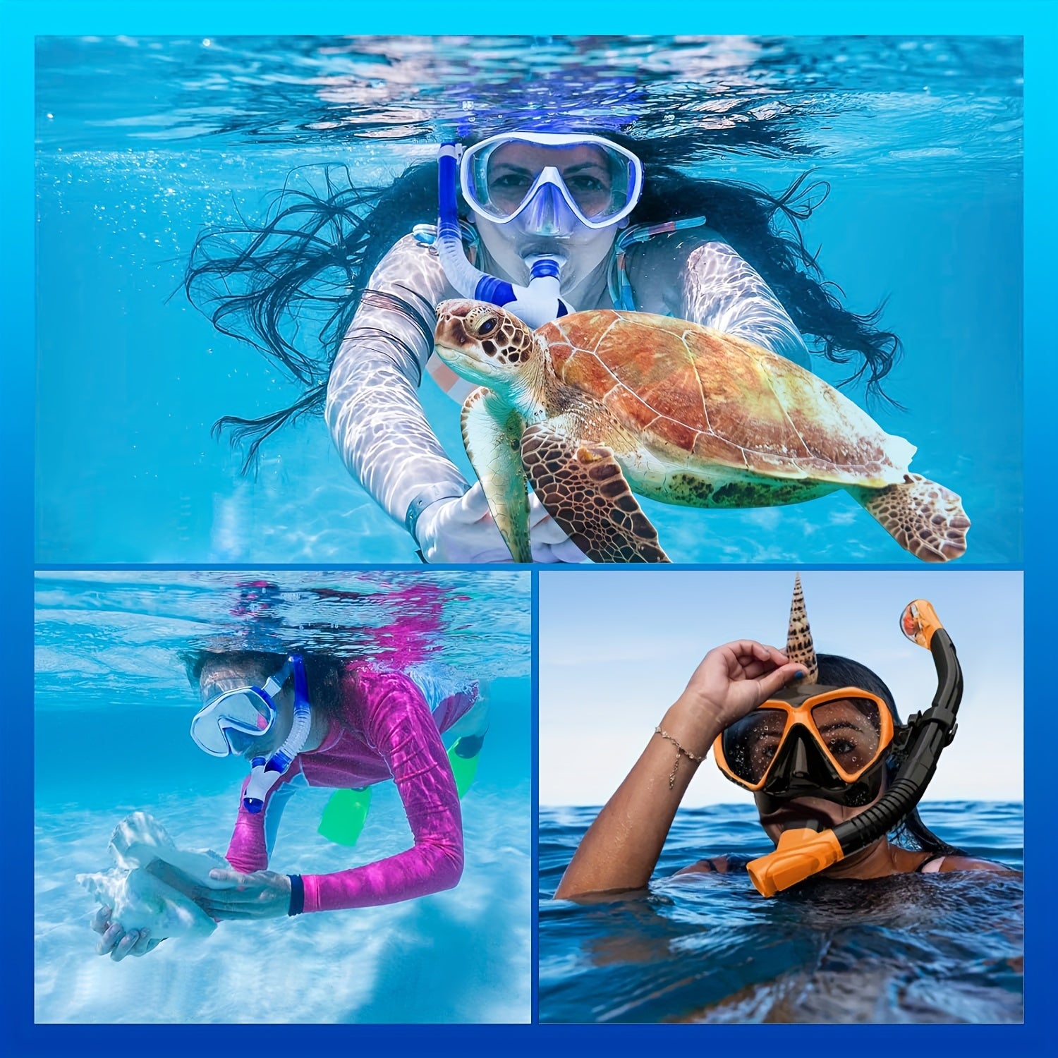 Adults Dry Snorkel with Top Drying Valve & Food Silicone