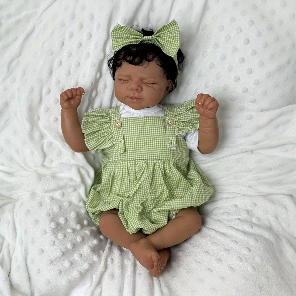 19 Inch Reborn Doll Green Gingham Dress