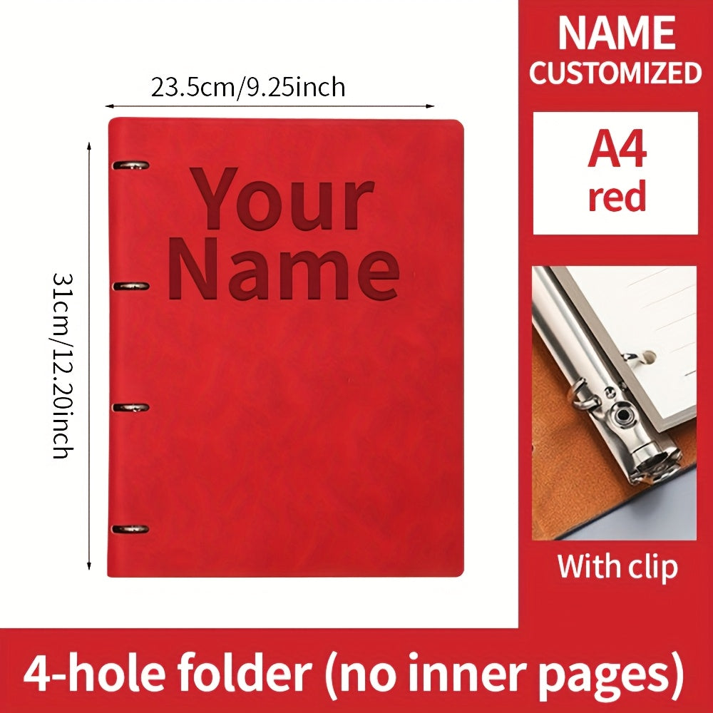 Personalized A4 Faux Leather Folder - Custom Name Option