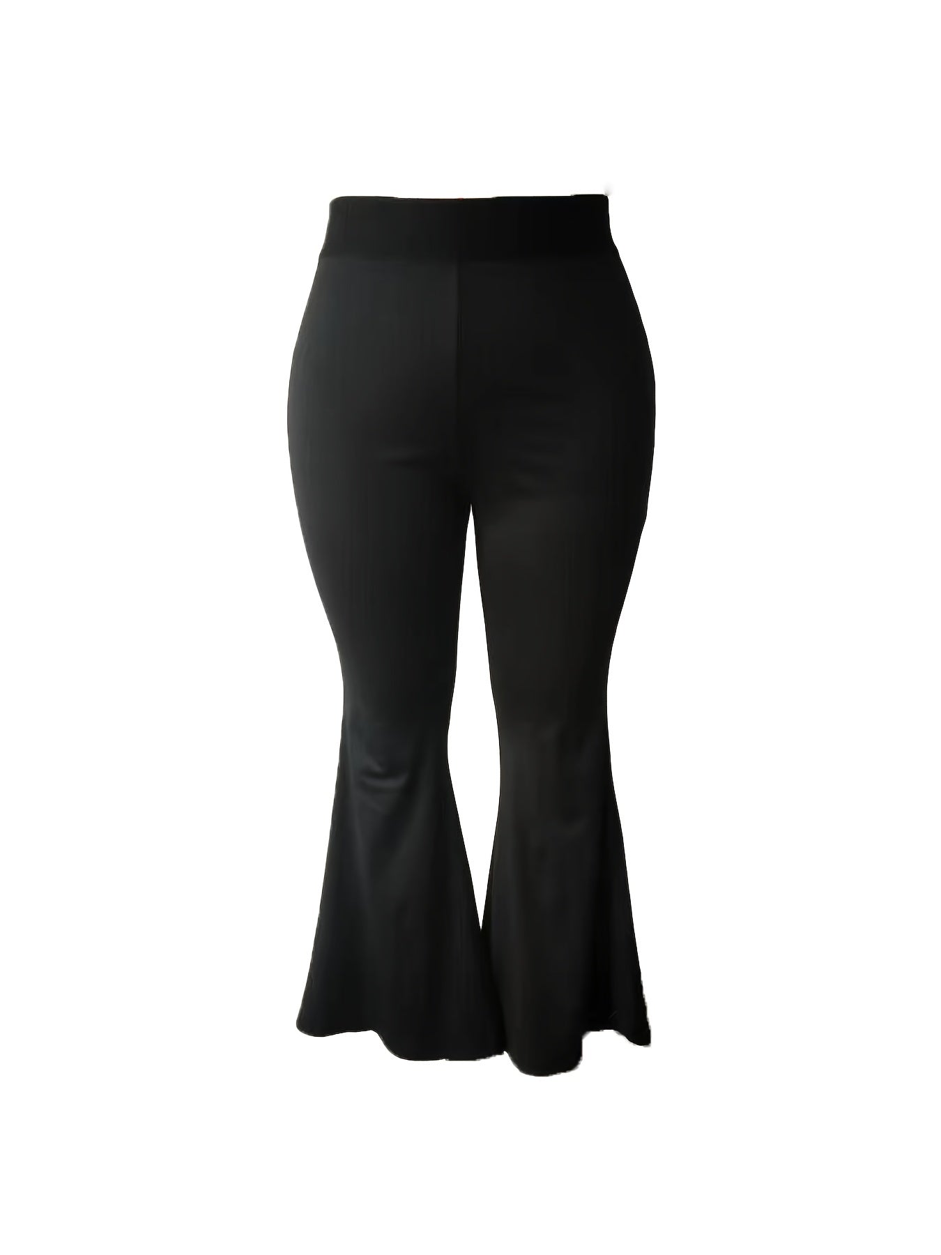 High Rise Stretch Flared Leg Trousers Plus Size Casual Pants