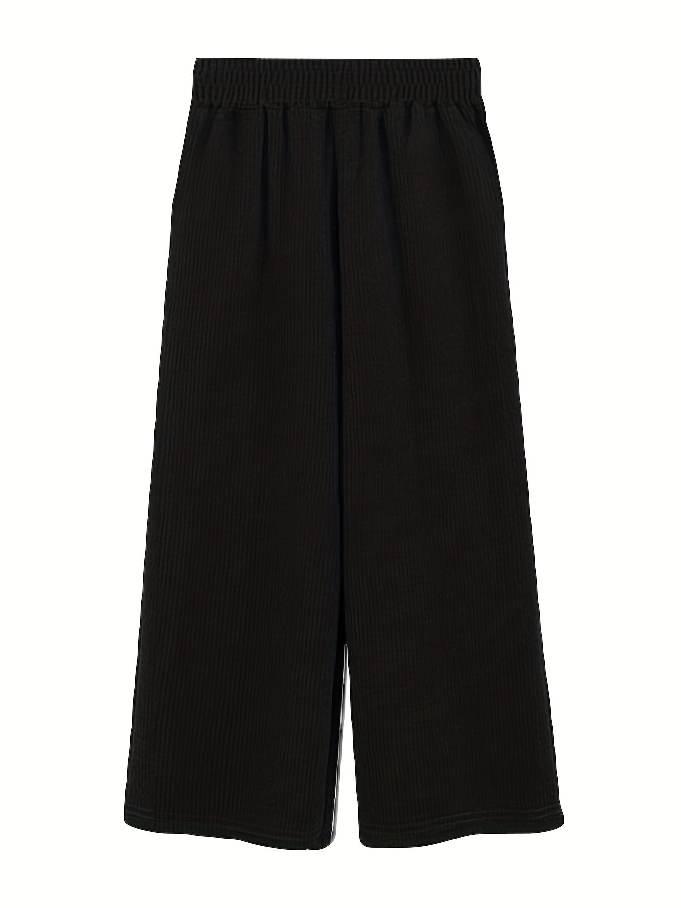  Ribbed High Rise Wide Leg Trousers