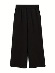  Ribbed High Rise Wide Leg Trousers