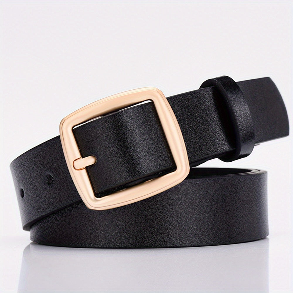 Square Buckle Casual Belt Solid PU Belt Waistband Coat Girdle