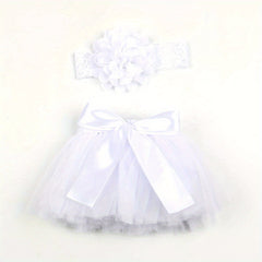 2pcs Newborn Baby Flower Headband and Skirt Set Red