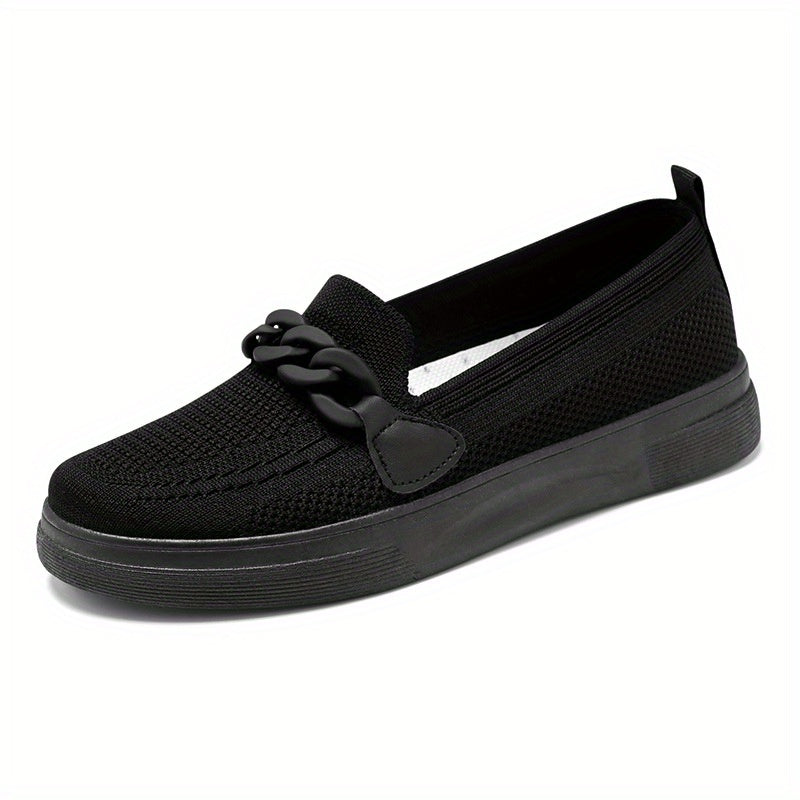 Women's Chain Decor Slip On Shoes Comfy Sneakers