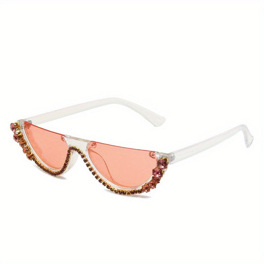 Y2K Rhinestone Decor Flat Top Sunglasses UV400