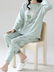 Floral Pajama Set Long Sleeve Top & Pants Women's Sleepwear