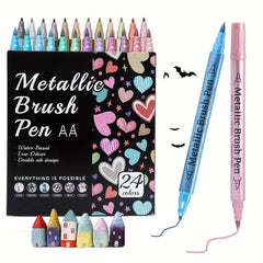 Metallic Marker Pens Dual Tip Acrylic Paint Markers for Art & Crafts