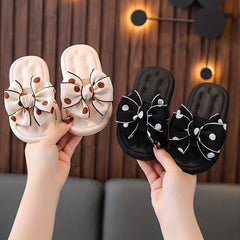 Girls Bowknot Slippers Non Slip Lightweight Open Toe Slippers for Indoor Outdoor