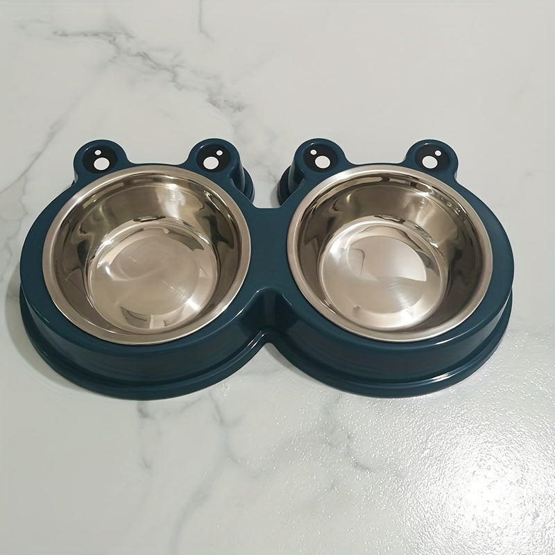 Stainless Steel Double Bowl for Pet Cats and Small Dogs