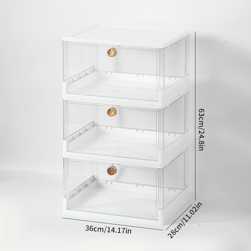 Foldable Shoes Storage Box with Lock & Front Door Portable Dustproof Basket