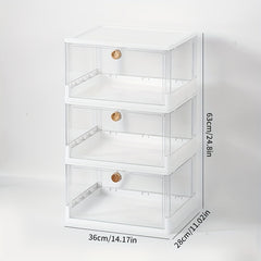 Foldable Shoes Storage Box with Lock & Front Door Portable Dustproof Basket