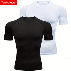 2pcs Men's Quick Dry Sports T Shirts High Stretch Compression