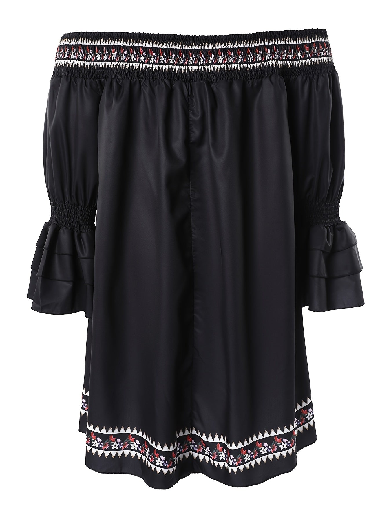  boho Dress Women's Plus Floral Print Off Shoulder Dress
