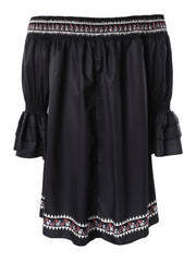  boho Dress Women's Plus Floral Print Off Shoulder Dress