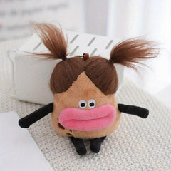 2pcs Funny Plush Dolls with Expressive Eyes and Fluffy Hair
