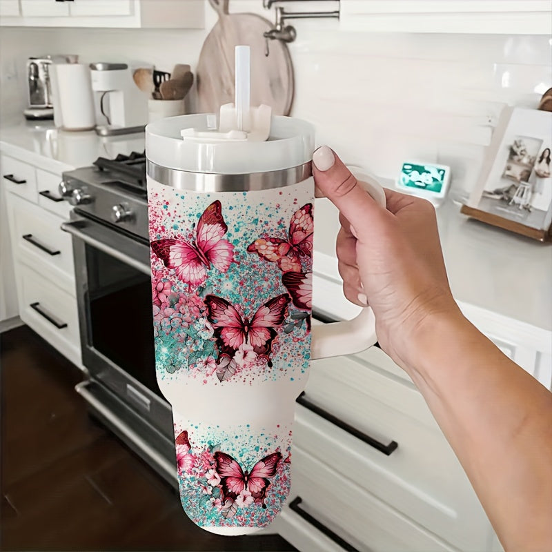2pcs Vibrant Butterfly & Floral Glass Mug Sleeves Decals