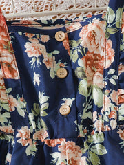 Girls' Butterfly Sleeves Floral Print Wide Leg Jumpsuit