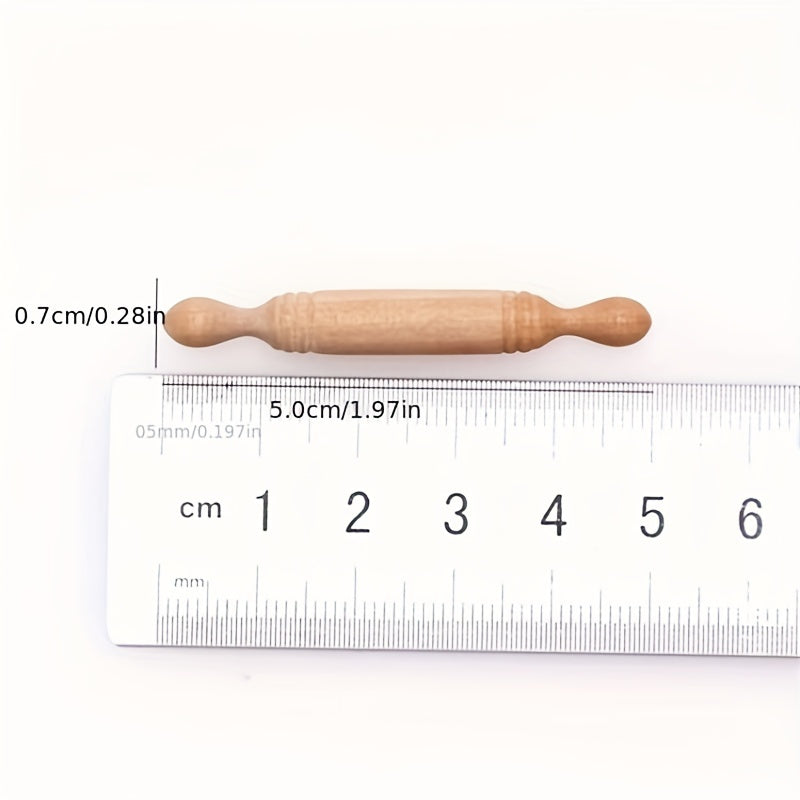 Dollhouse Wooden Rolling Pins Beige Texture for Kitchen Scene Model