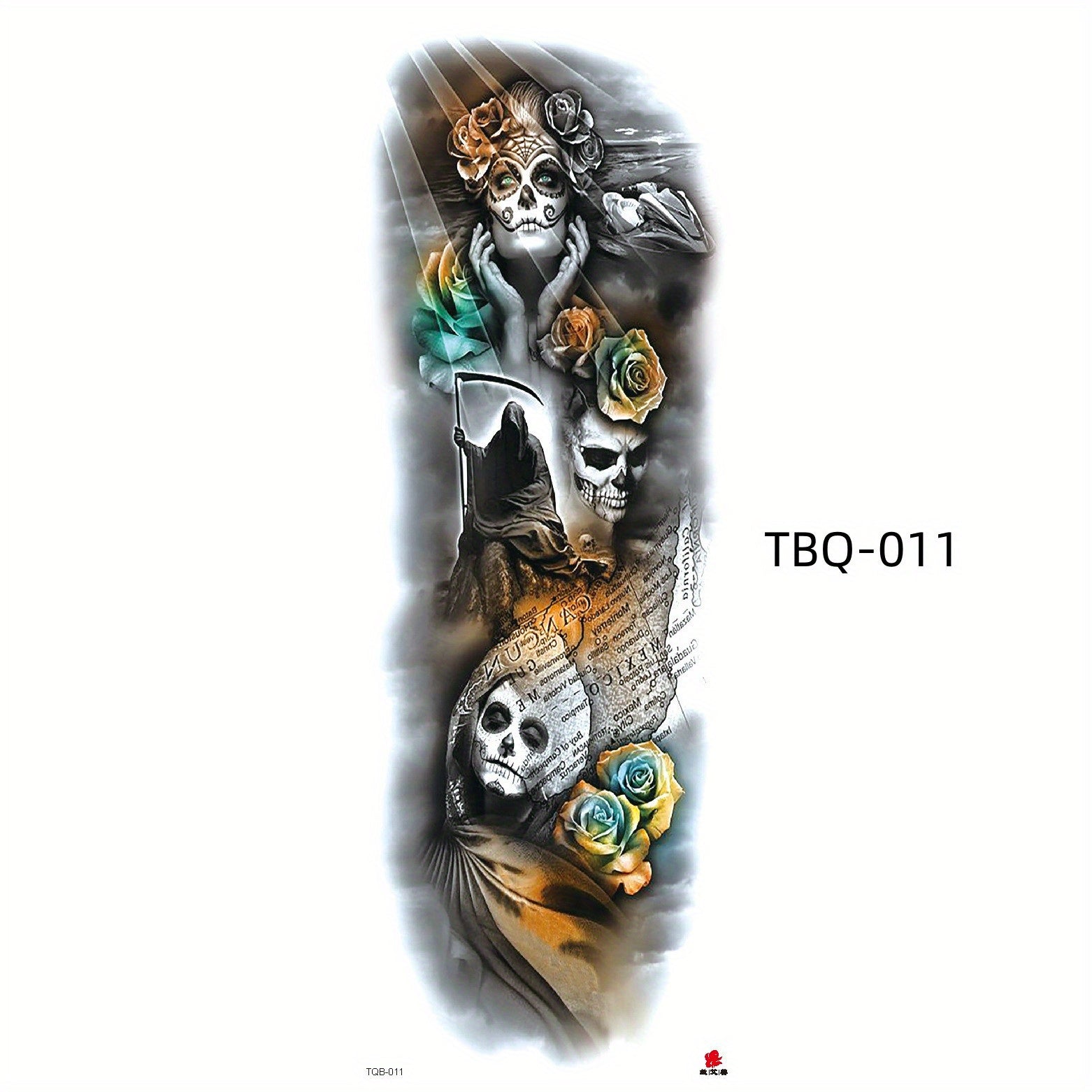 Ghost Flowers Skull Street Style Tattoo Stickers Waterproof