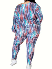  Tie Dye One Shoulder Top & Skinny Trousers Set