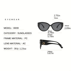 Cat Eye Sunglasses Women Heart UV400 Sun Shades Glasses Driving Beach Travel