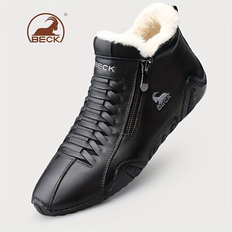 Men's Thermal Winter Shoes Boots With Side Zipper Casual Walking Shoes