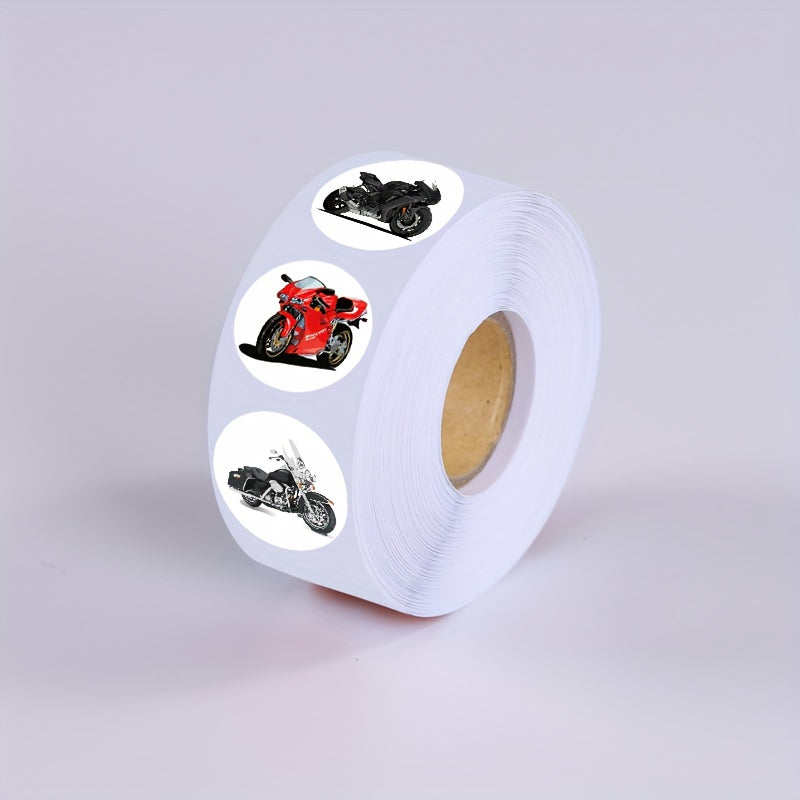 500pcs Waterproof Motorcycle Sticker Roll - 8 Unique Designs Vinyl Decals