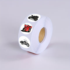 500pcs Waterproof Motorcycle Sticker Roll - 8 Unique Designs Vinyl Decals