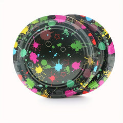 20pcs Neon Glow Party Plates Fluorescent Tableware