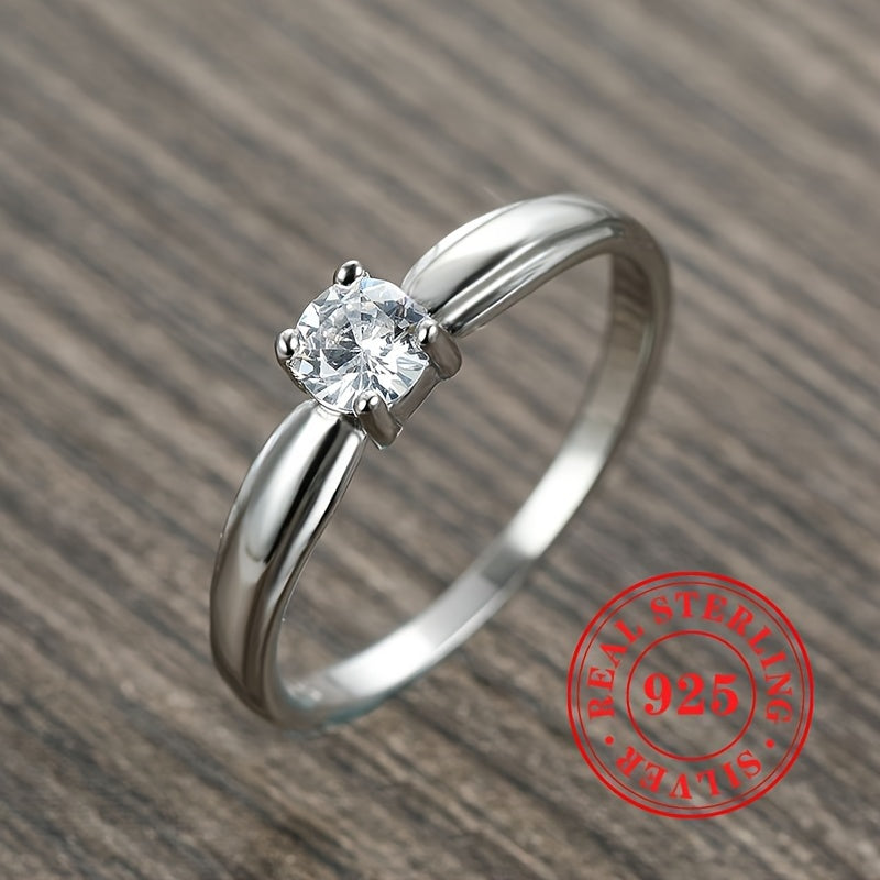 925 Silver Engagement Ring with Zirconia Stone