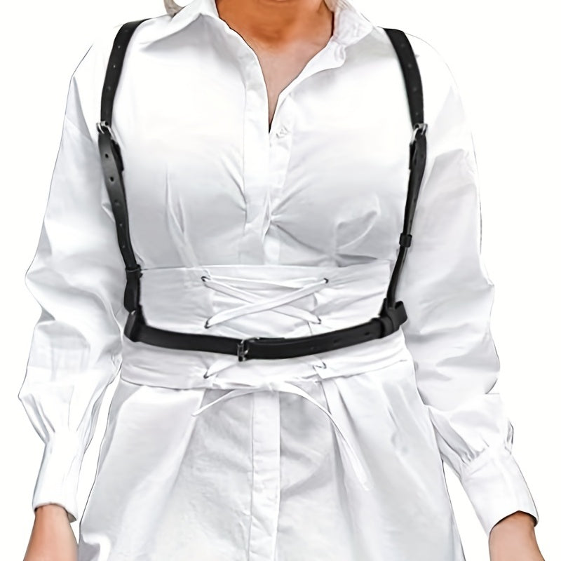  PU Leather Harness Belt Adjustable Punk Waistband Sexy Rivet