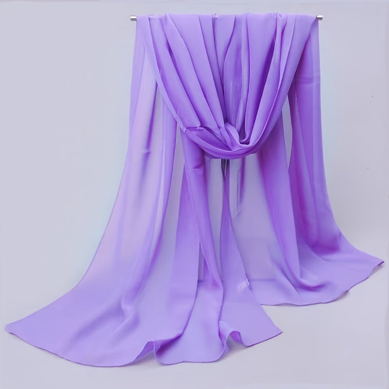 Solid Chiffon Scarf Casual Sunscreen Shawl Outdoor Travel