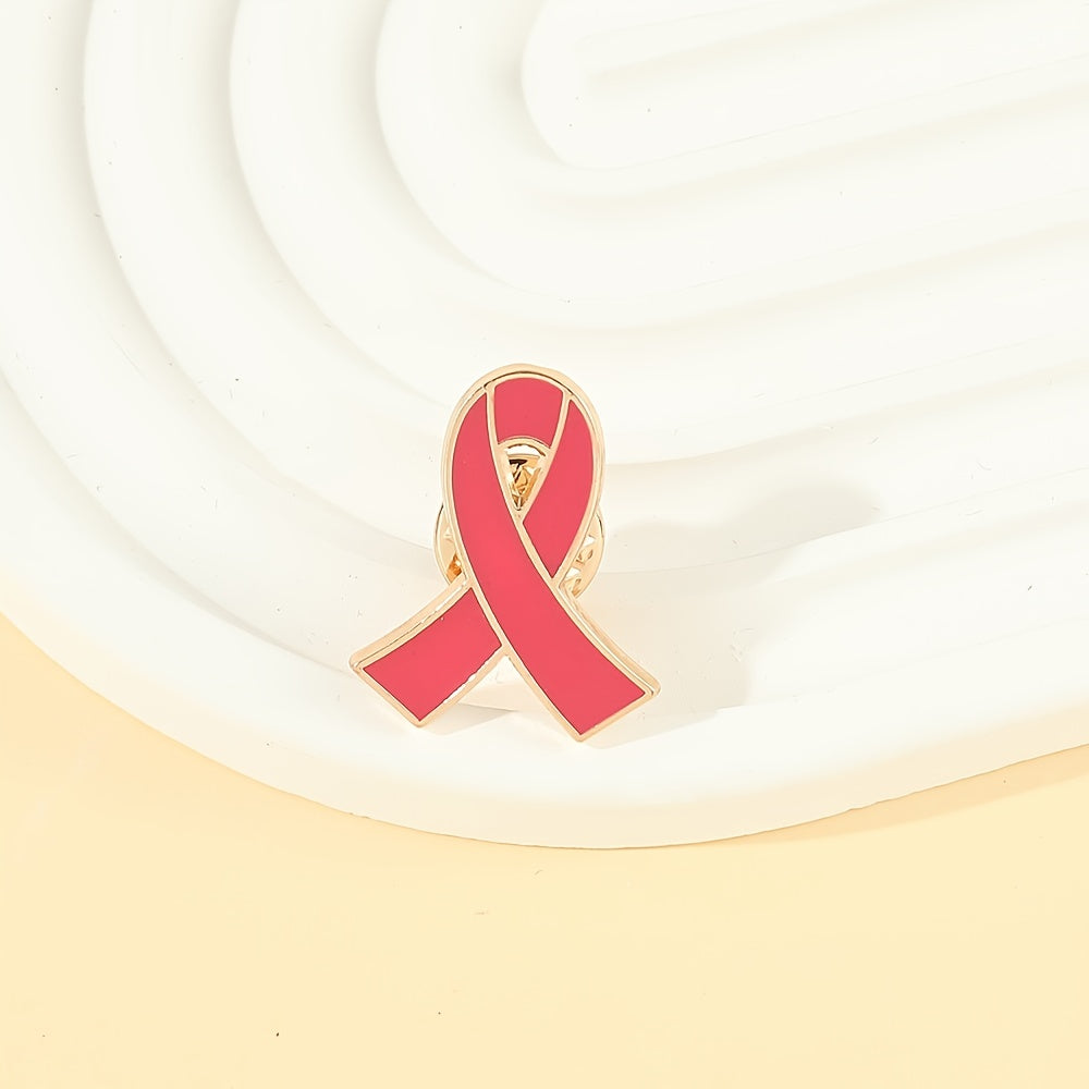 Red Ribbon Lapel Brooch HIV AIDS Prevention Pin