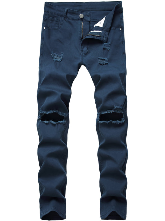 Men's Ripped Slim Fit Distressed Jeans