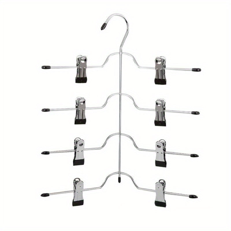 4 Tier Metal Skirt Hanger Pants Hanger Space Saving Non Slip Grip