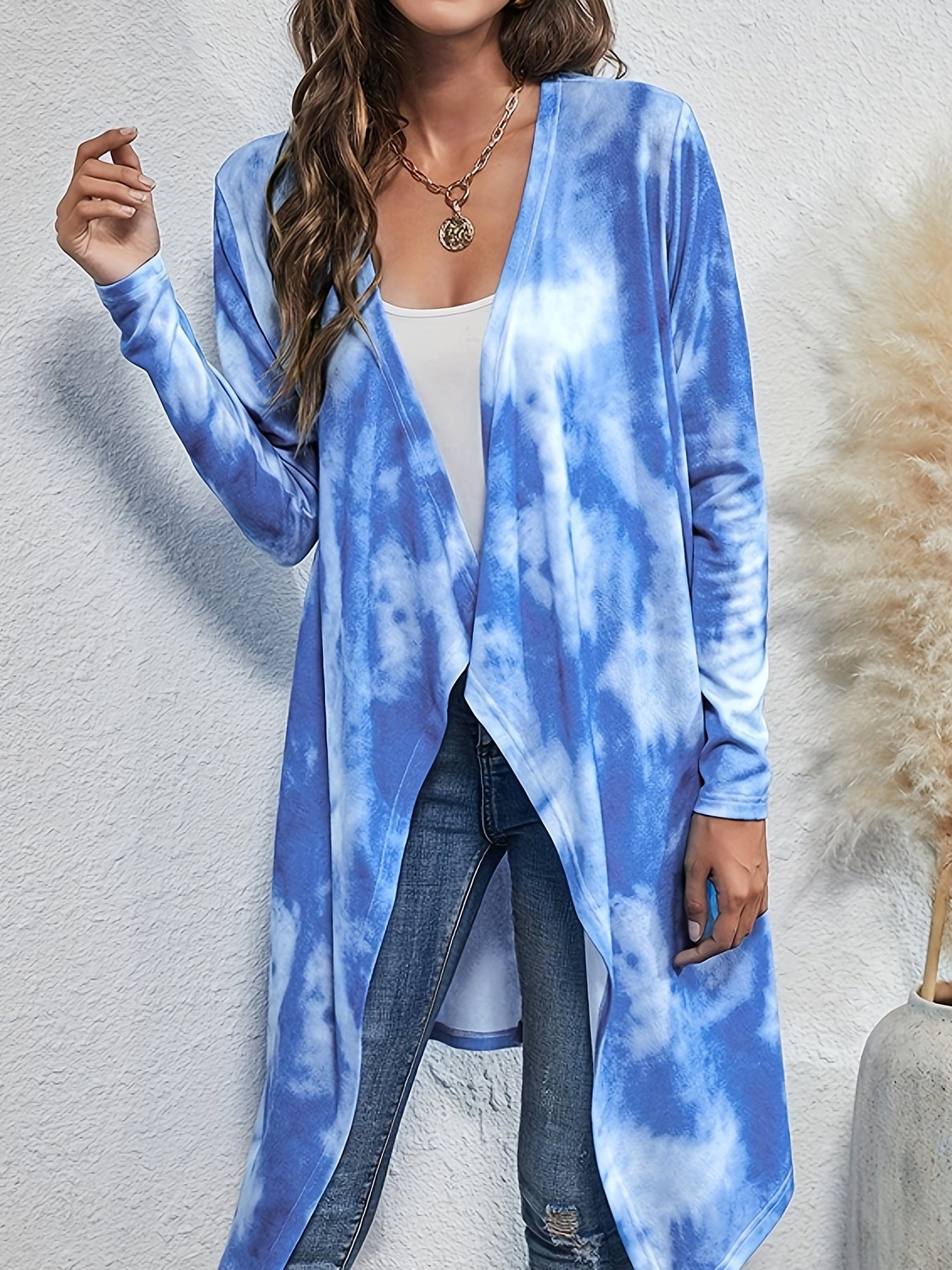  Tie Dye Long Sleeve Open Front Cardigan